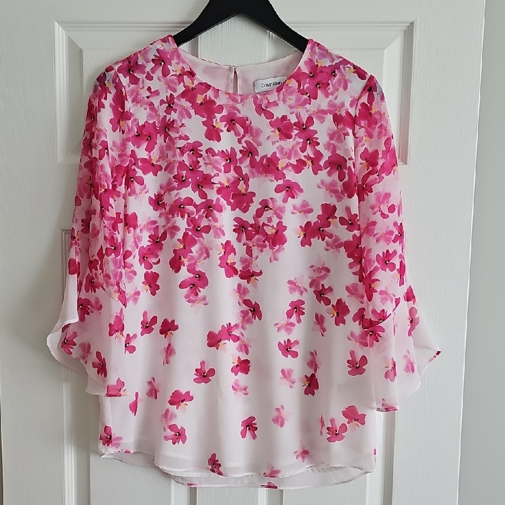 Calvin Klein Collection Pink Floral Blouse